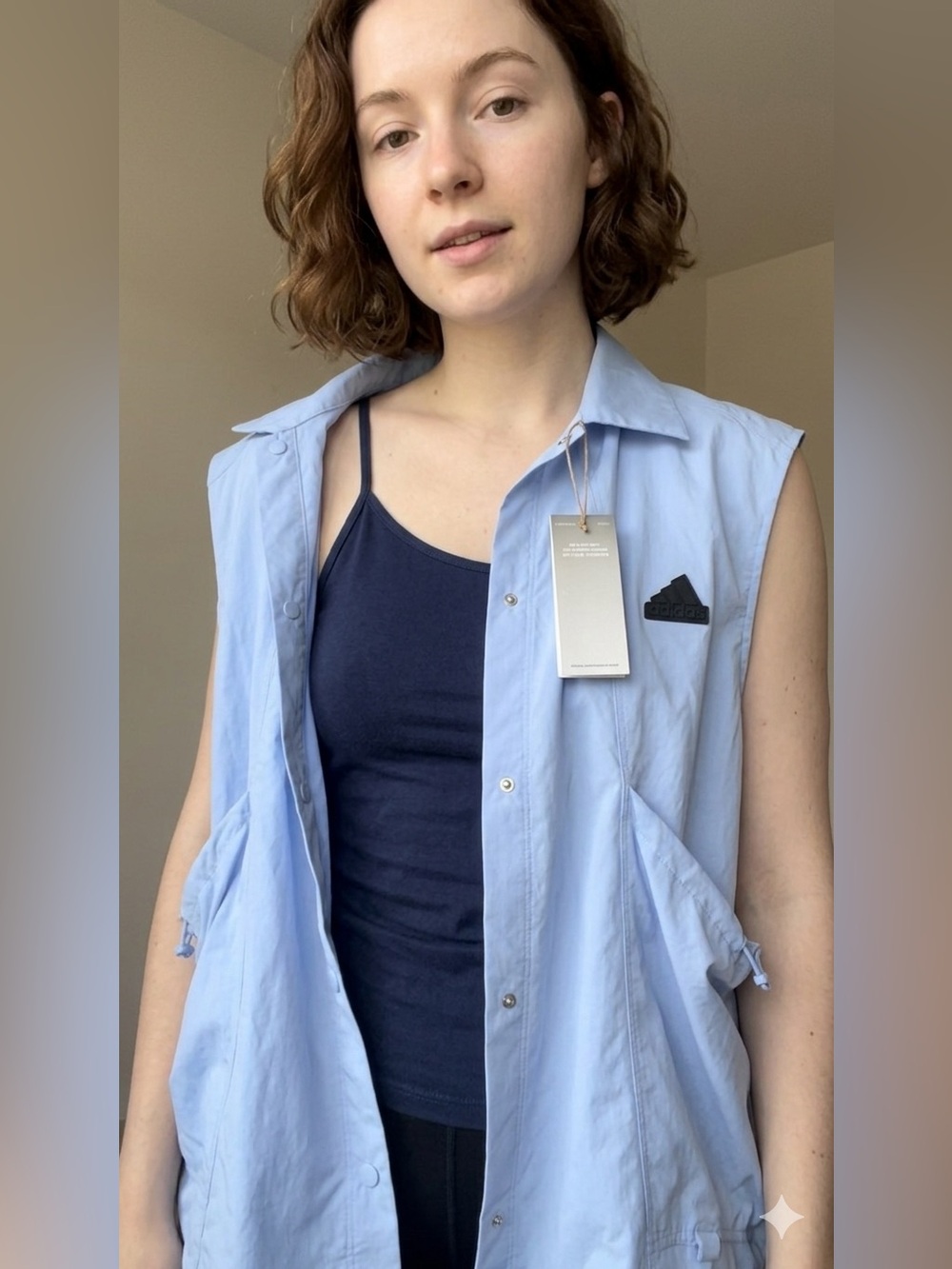 adidas Light Blue Sleeveless Button-Down Vest